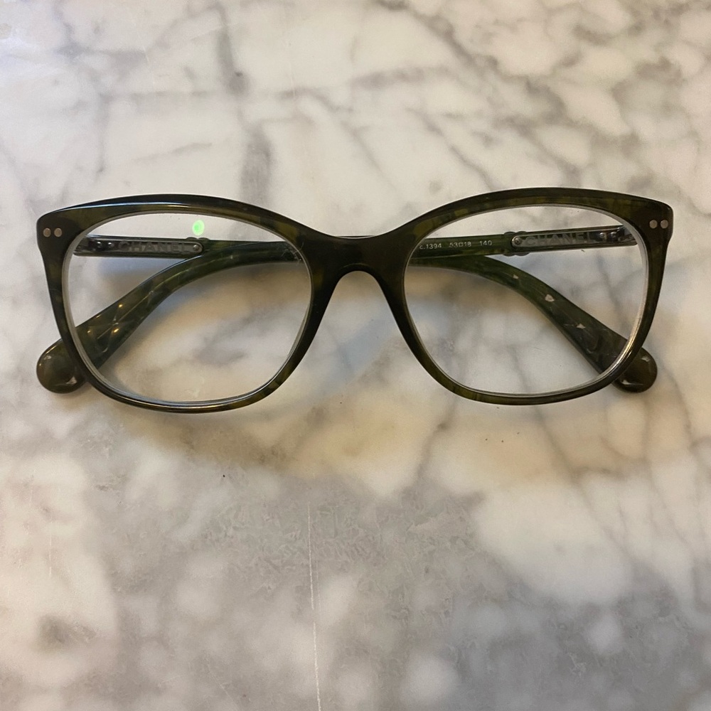 CHANEL 3252 Quilted Olive Green Eyeglasses 53mm